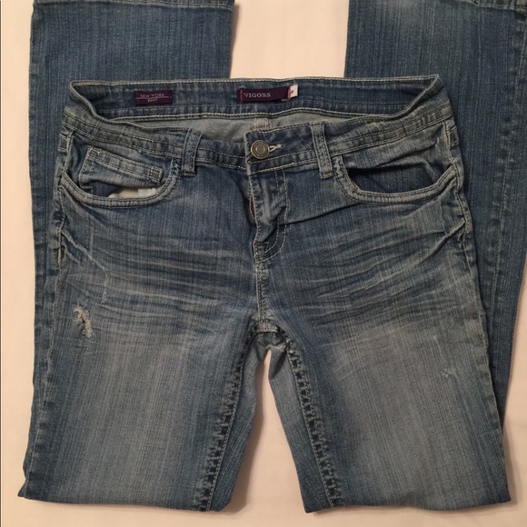 Ladies Vigross Distressed Bootcut Jeans - Picture 1 of 8